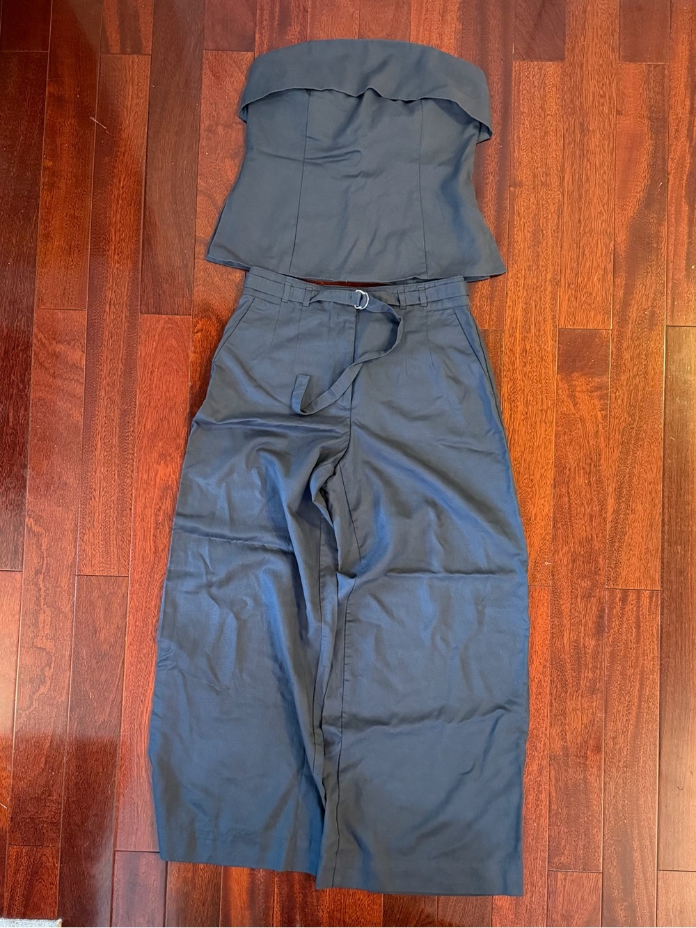 NWT LOFT Versa Navy 2 Piece Matching Set Size 6 Wide Leg Pants Top